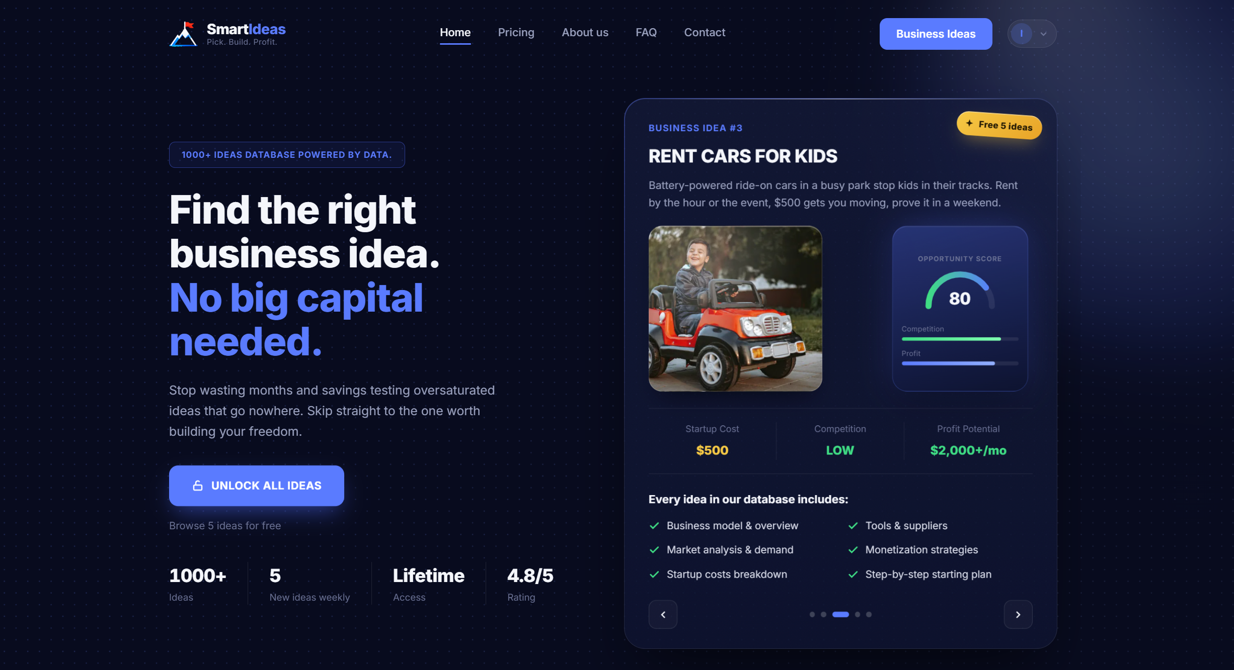 Smart Ideas Database — úvodná stránka
