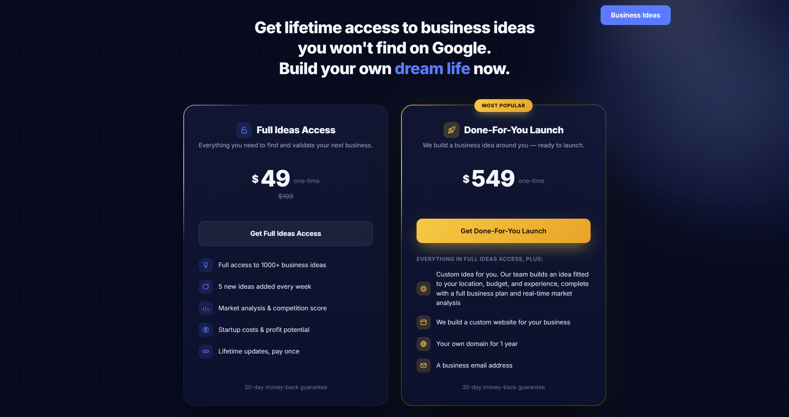 Smart Ideas Database — cenník