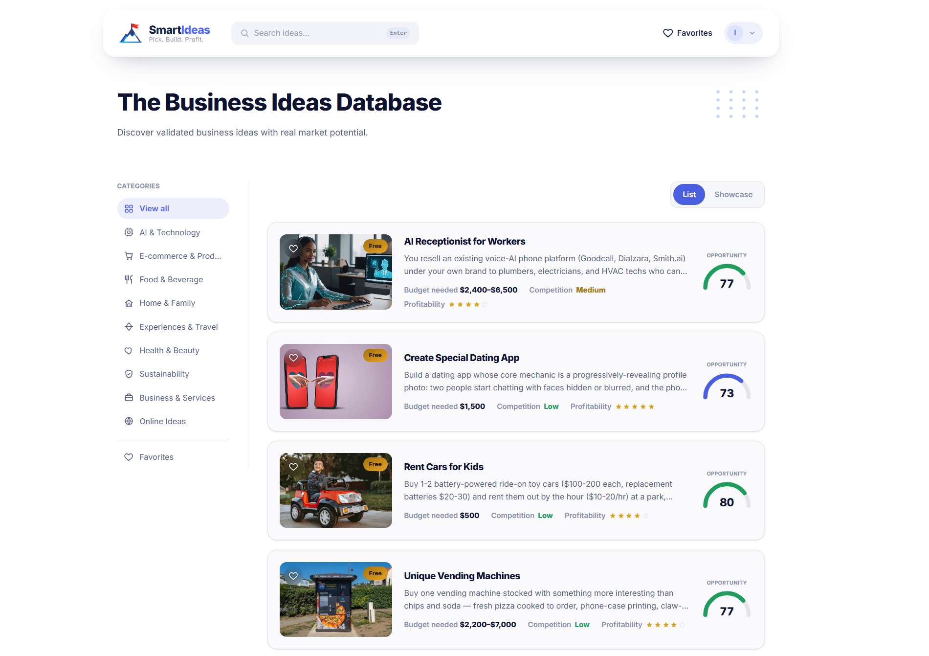 Smart Ideas Database — databáza nápadov